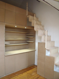 Projet Em&Den - Dressing sous mezzanine Bureau Escalier de meunier